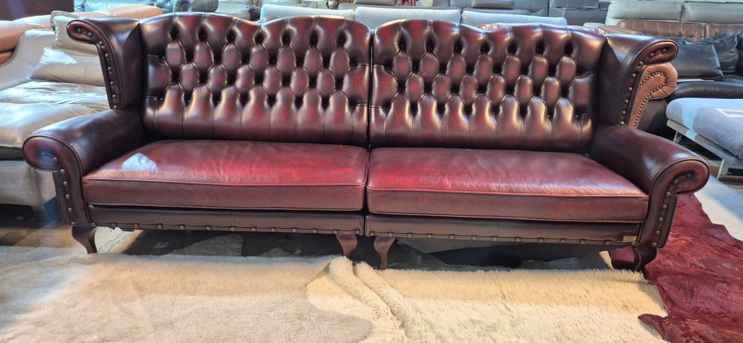 체스터필드 이태리 전체 천연가죽 4인+1인 소파--2