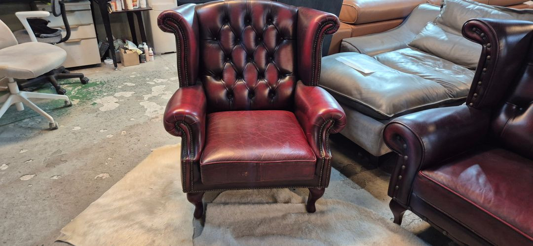 체스터필드 이태리 전체 천연가죽 4인+1인 소파--3