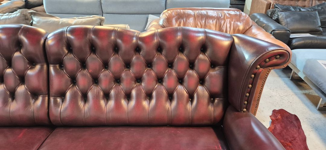 체스터필드 이태리 전체 천연가죽 4인+1인 소파--5
