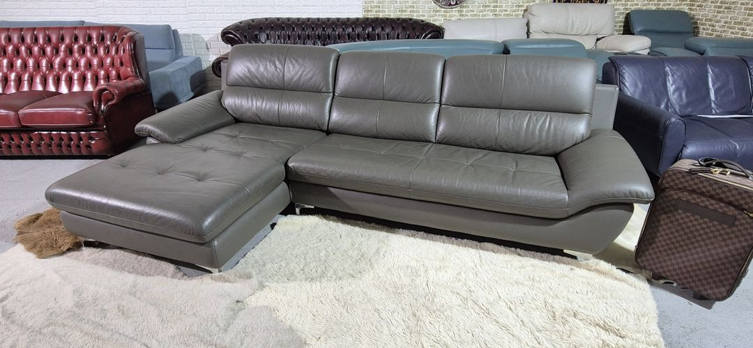 자코모 이태리 천연 통가죽 4인 카우치 소파--2