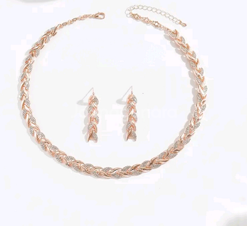 로즈골드 목걸이 귀걸이 세트/새상품--1