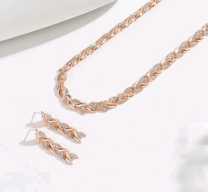 로즈골드 목걸이 귀걸이 세트/새상품--2