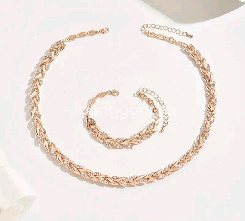 로즈골드 목걸이 팔찌 세트/새상품--2