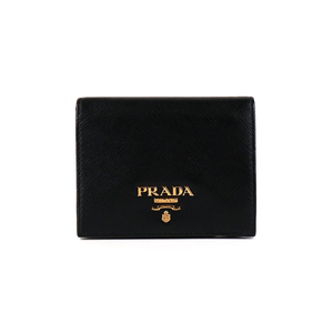 [중고명품다올] 프라다 금장 로고 사피아노 여성 반지갑 블랙 1MV204 이미지