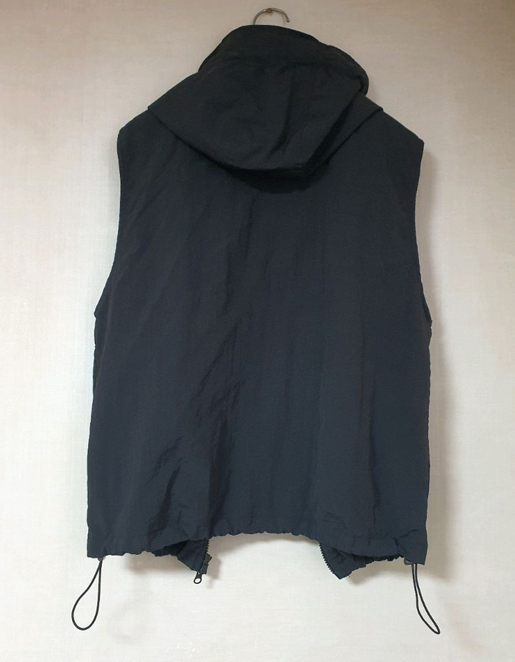 슬로우레코드하우스 나일론 후드 베스트 바스락 블랙 조끼--1