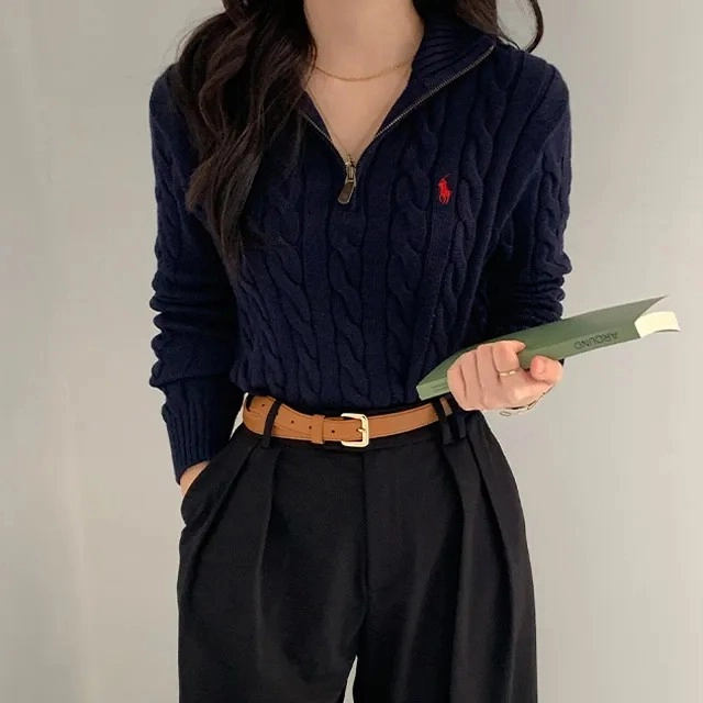 (새상품)폴로케이블 반집업 니트 전사이즈 3컬러 이미지