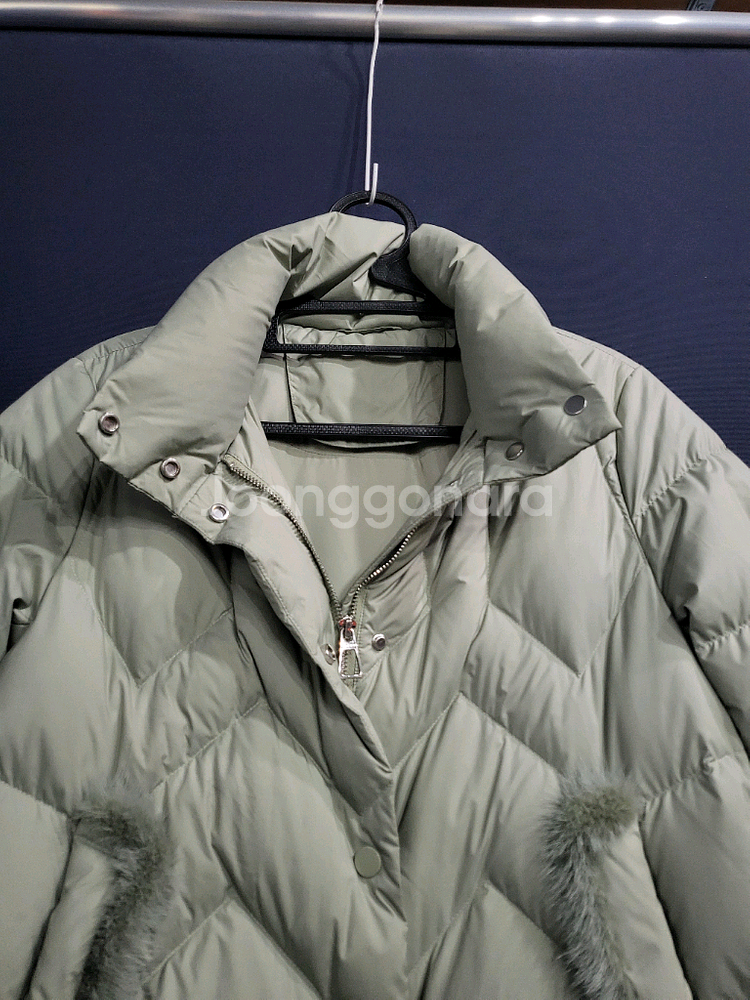 퀼딩 넥 구스다운 포켓밍크 패딩--1