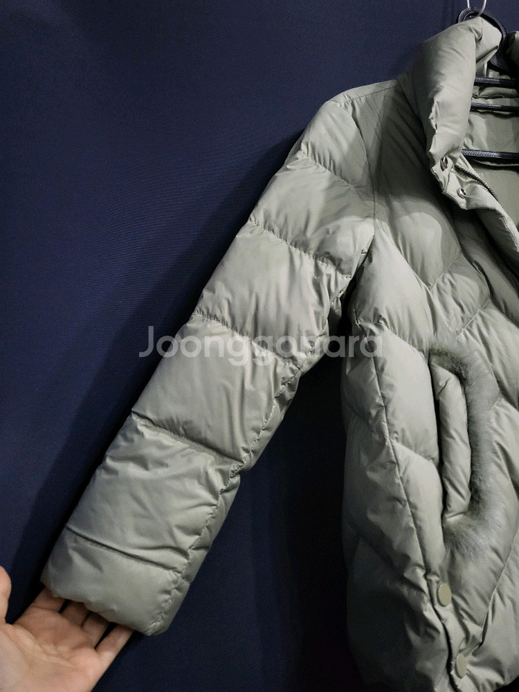 퀼딩 넥 구스다운 포켓밍크 패딩--2