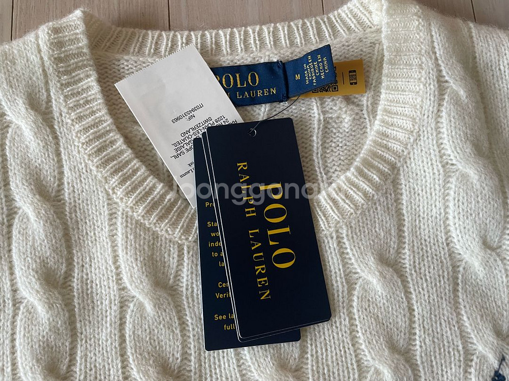 정품 새상품 폴로 랄프로렌 캐시미어 케이블니트 사이즈M--5