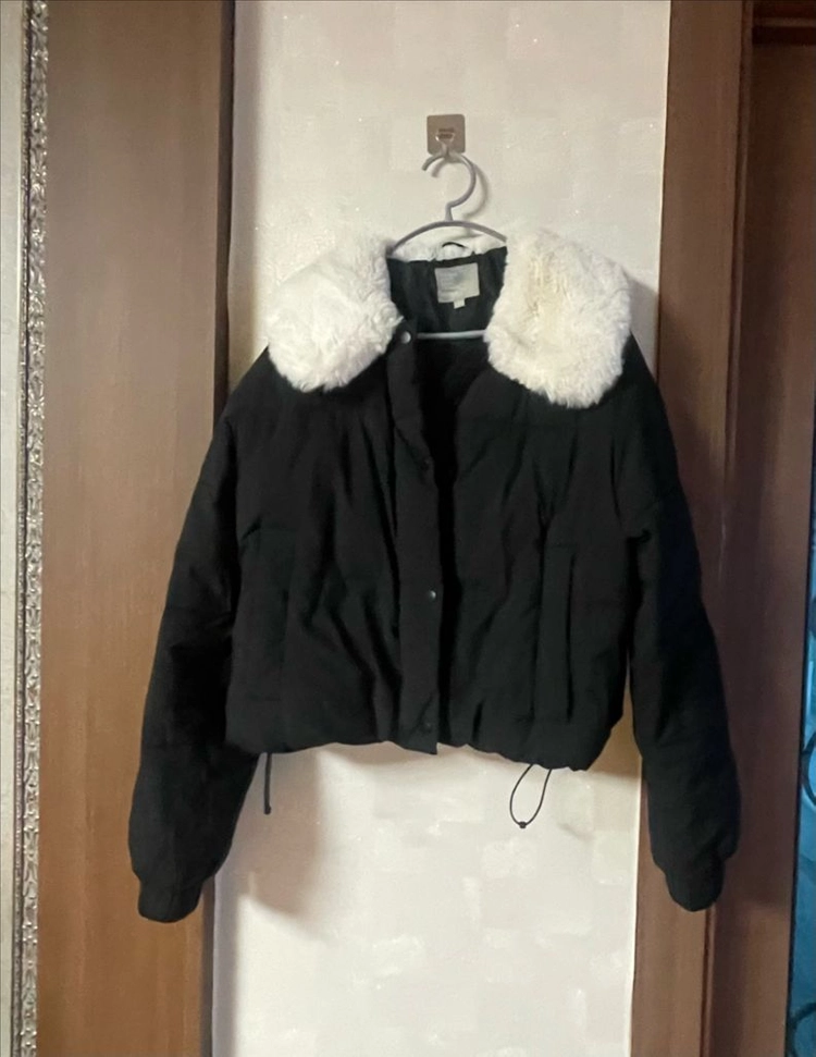 스파오 퍼 카라 크롭 패딩 점퍼 이미지