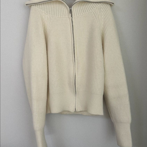 아이보리 카라 니트 집업 가디건