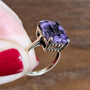 영국빈티지 1964년 런던제작 9k 자수정반지