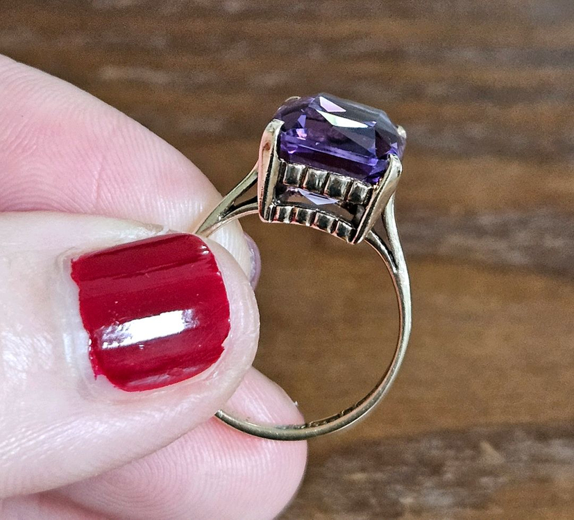 영국빈티지 1964년 런던제작 9k 자수정반지--1