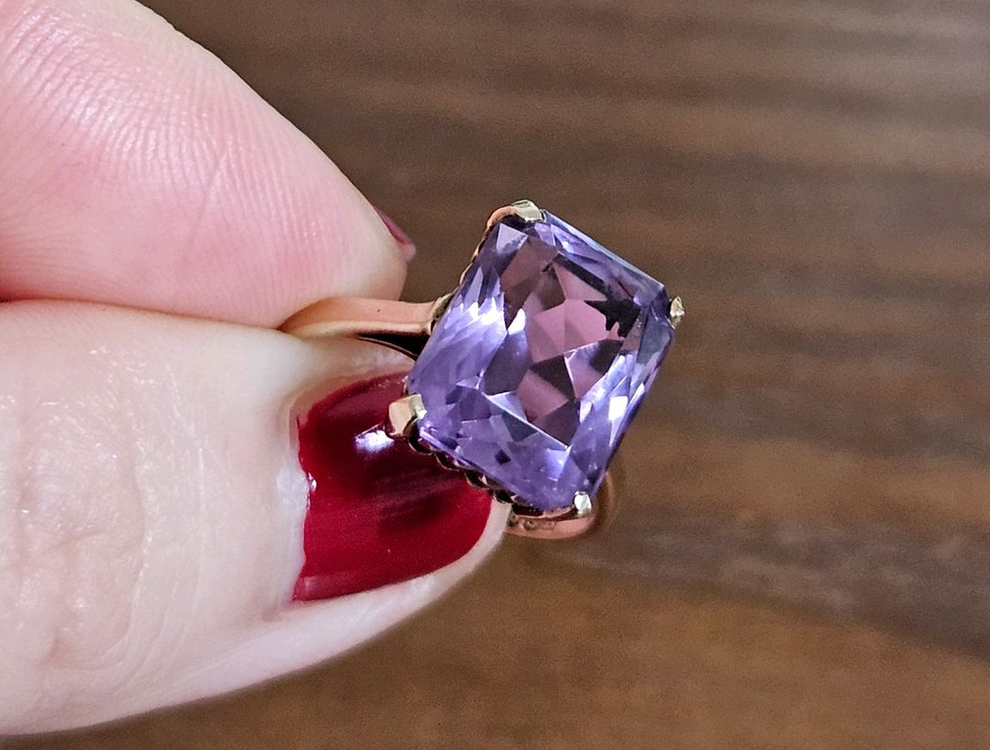 영국빈티지 1964년 런던제작 9k 자수정반지--2