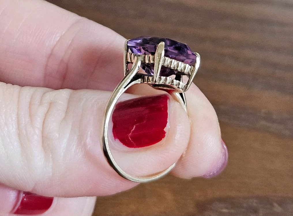 영국빈티지 1964년 런던제작 9k 자수정반지--3