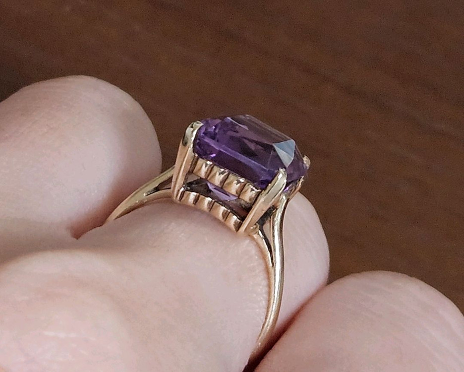 영국빈티지 1964년 런던제작 9k 자수정반지--5