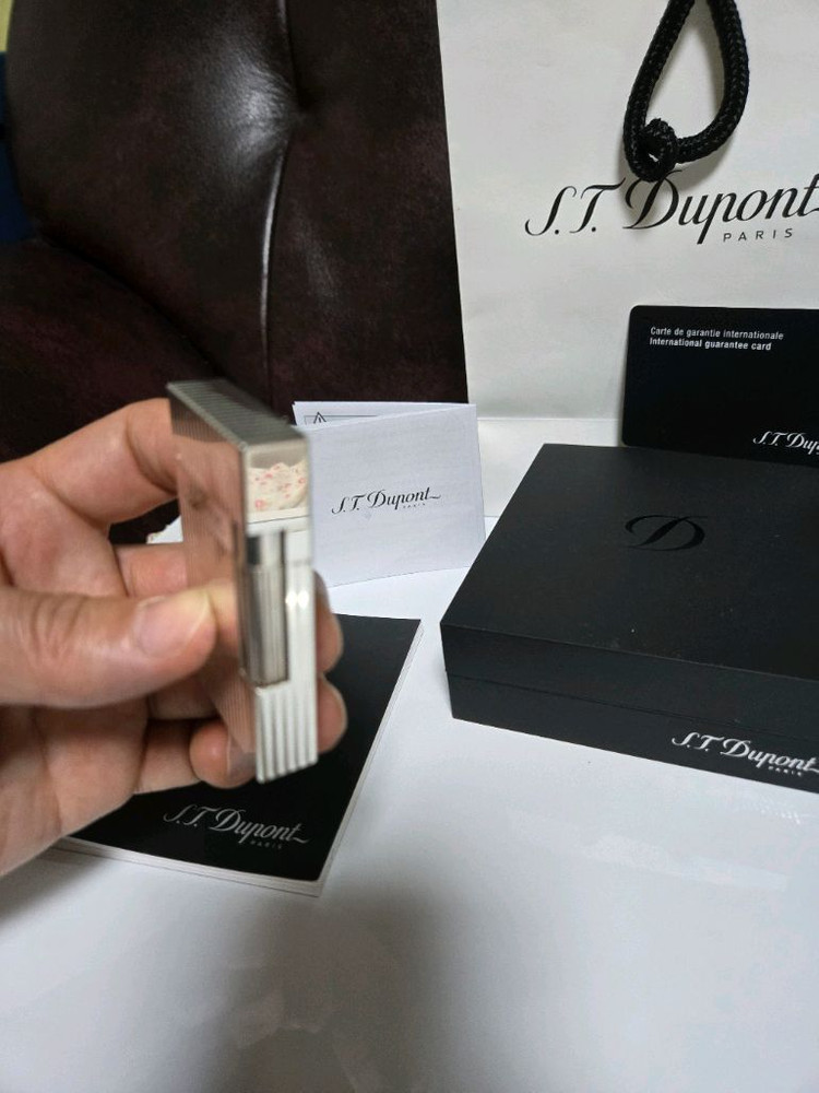 [풀세트] 듀퐁라이터 라인2 신형 ca16817 스트라이프 은장 쌍불 듀퐁라이타--4