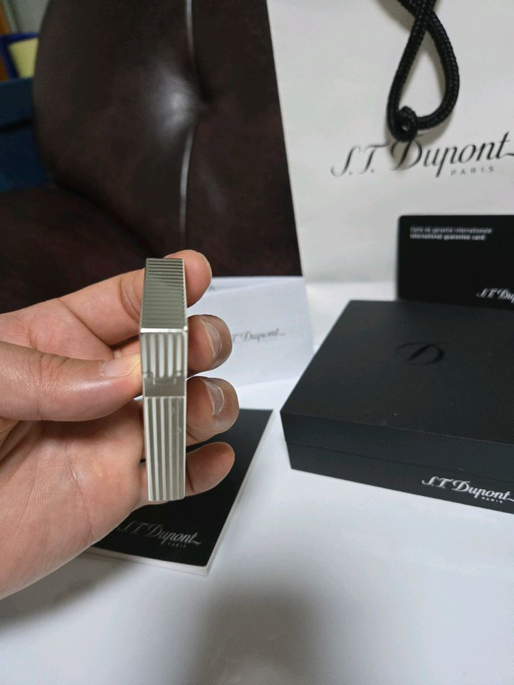 [풀세트] 듀퐁라이터 라인2 신형 ca16817 스트라이프 은장 쌍불 듀퐁라이타--5