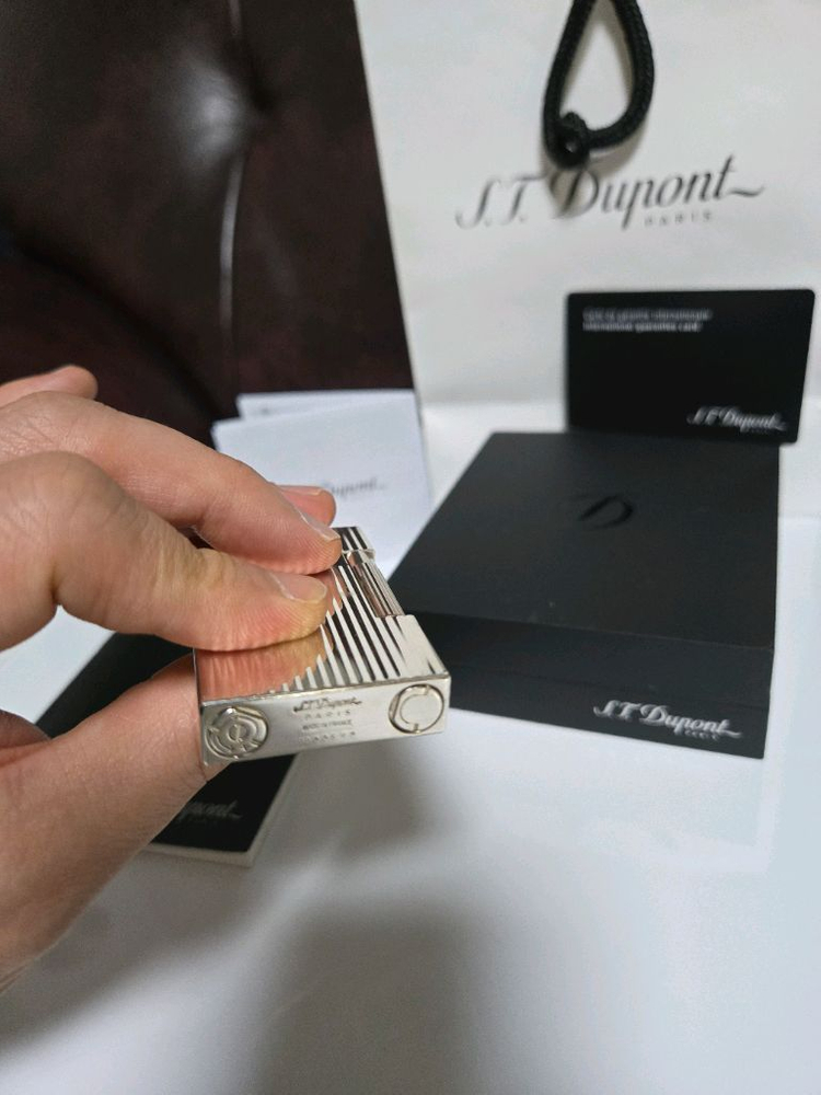 [풀세트] 듀퐁라이터 라인2 신형 ca16817 스트라이프 은장 쌍불 듀퐁라이타--7