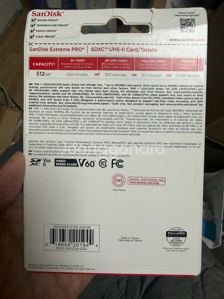 샌디스크 UHS-II Extreme PRO 512GB SD카드 새제품--3