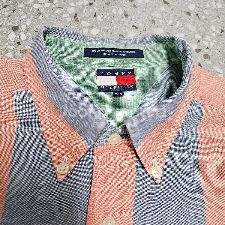 90s 타미힐피거 스트라이프 옥스포드 셔츠 L 팝니다/ 빈티지 폴로 크레스트--3