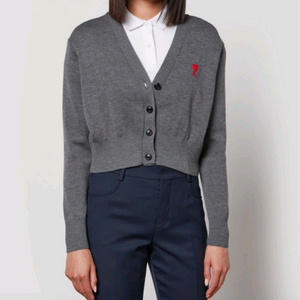 아미 AMI 여성 크롭 가디건 미디움 헤더 그레이 XS 새상품