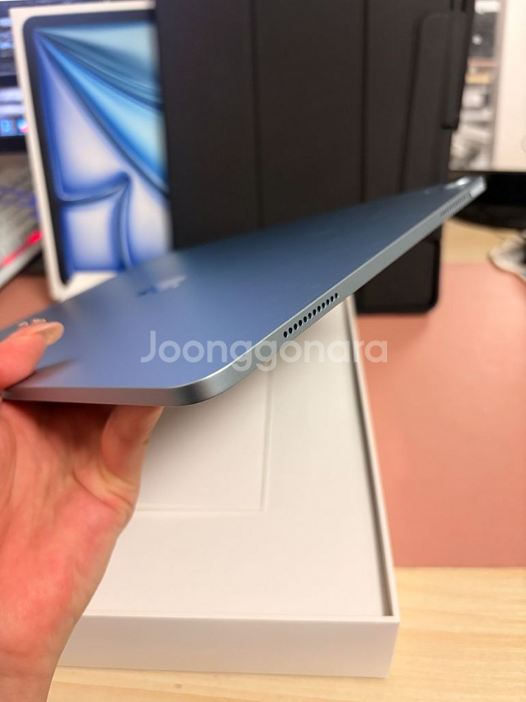 아이패드 에어 6세대 m2 13인치 256기가 블루 와이파이 풀박스 배터리100--4