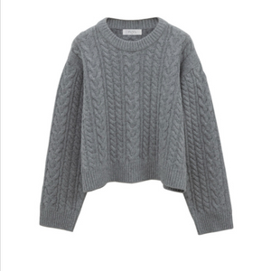 PVCS 라운드 케이블 니트 멜란그레이 F사이즈 새상품