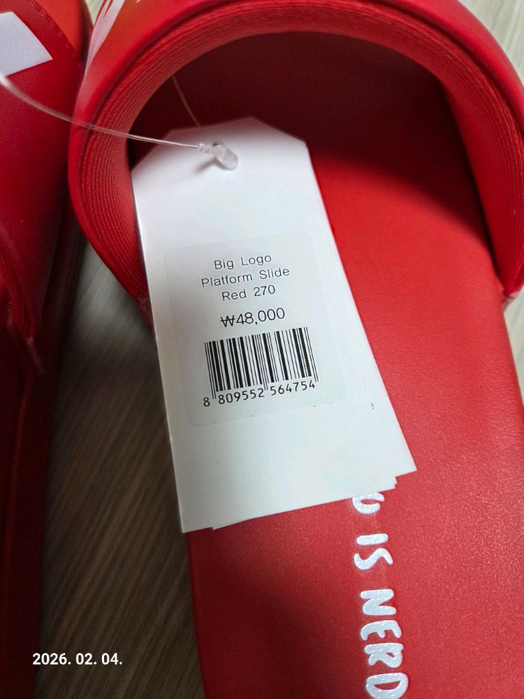 NERDY 슬리퍼 레드 270 새상품--3