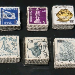 대한민국 오래된 우표 (6다발. 총 600장)일괄. 이미지