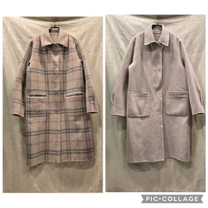 다니엘에스떼 핸드메이드 양면 모+캐시미어 체크/베이지 코트 66