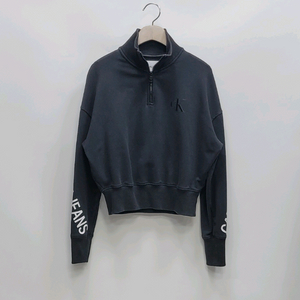 캘빈클라인 22FW 세미 크롭 하프 집업 맨투맨 / 여 XS 블랙
