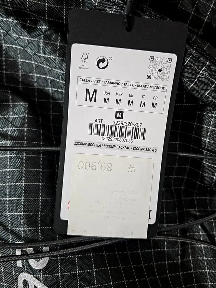 M) 자라 어센틱 백팩 3229 320 운동가방 이미지