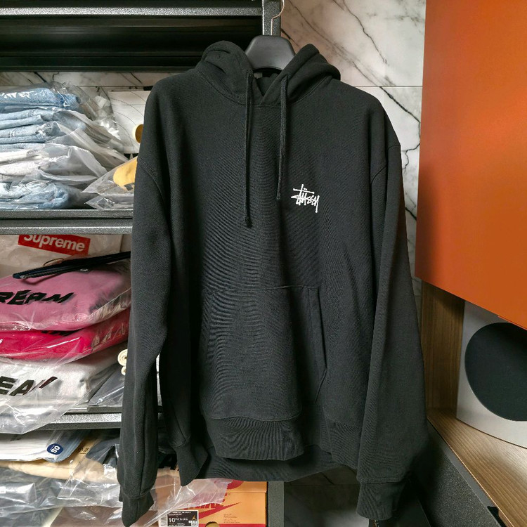 스투시 베이직 스투시 후드 블랙 XL--1