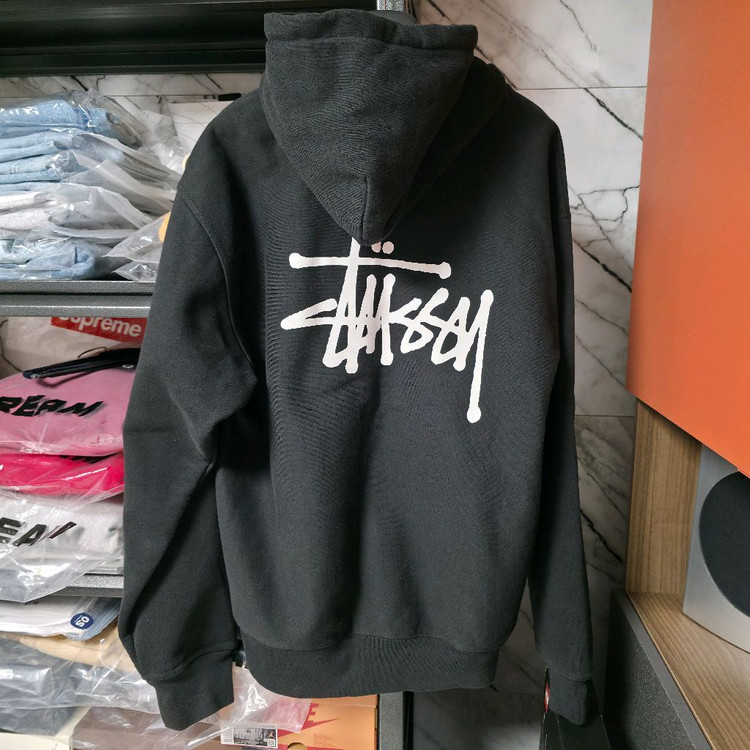 스투시 베이직 스투시 후드 블랙 XL--2