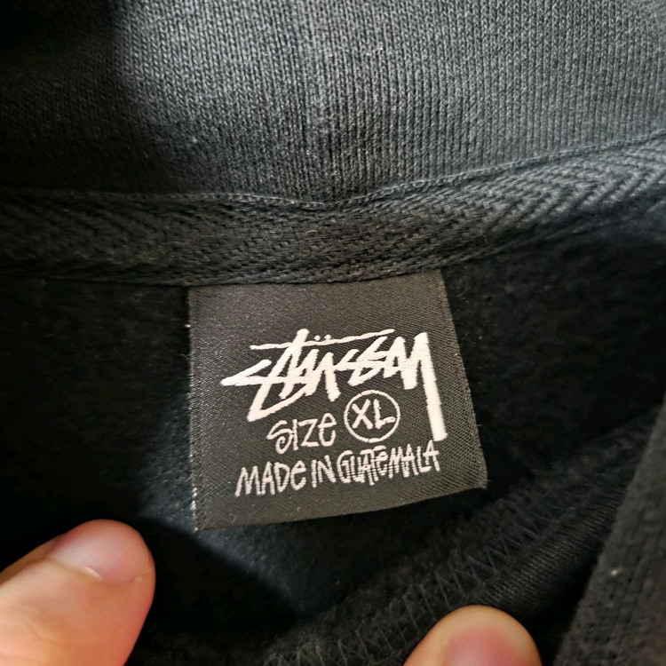 스투시 베이직 스투시 후드 블랙 XL--3