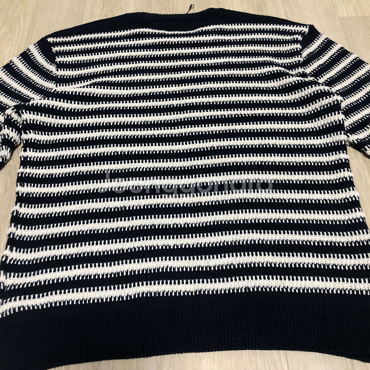 (L) 새상품 자라 ZARA SS 스트라이프 라운드 네이비 니트--9