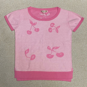 (정품) 봉쁘앙 키즈 핑크색 체리 반팔 니트 12Y