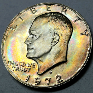 은화 희귀동전 레인보우 토닝 미국주화 프루프 아이젠하워 달러 1972S