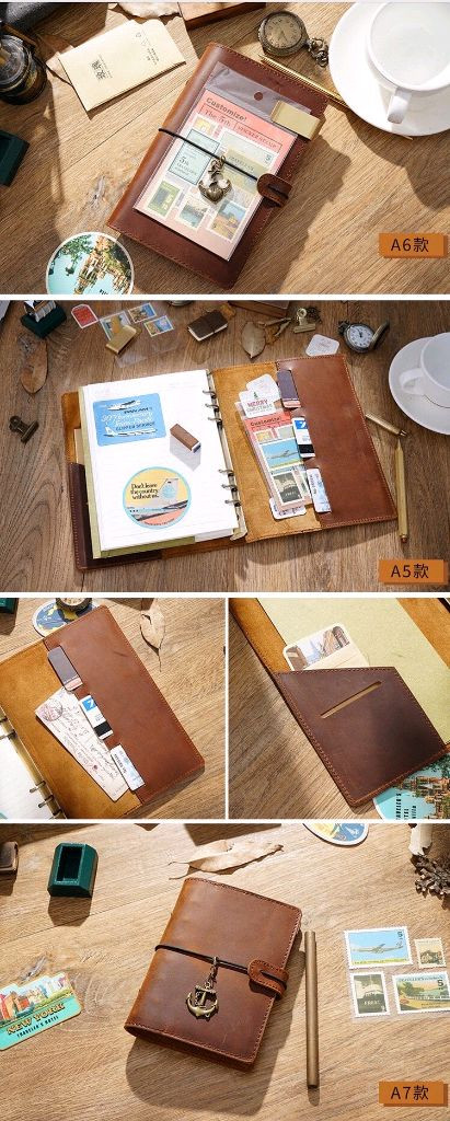 미사용 고급스러운 디자인의 가죽 다이어리 A5사이즈--2