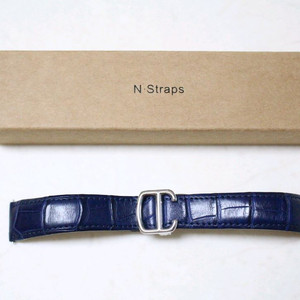 악어가죽 시계줄 다크블루 (까르띠에 롱드 머스트 36mm 호환 스트랩)