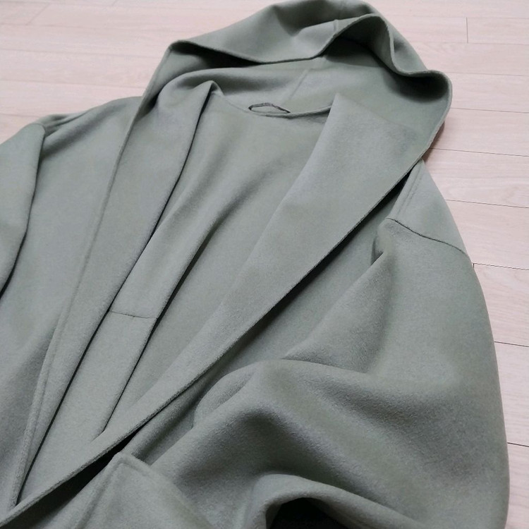 [새상품]청담동 보세샵 구매 캐시미어 100% 후드 롱코트 이미지