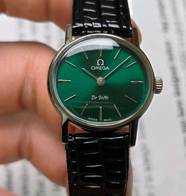 빈티지 오메가 드빌 그린 가로타원형 수동 메커니컬 여성용 이미지