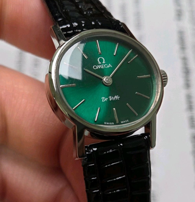 빈티지 오메가 드빌 그린 가로타원형 수동 메커니컬 여성용 이미지