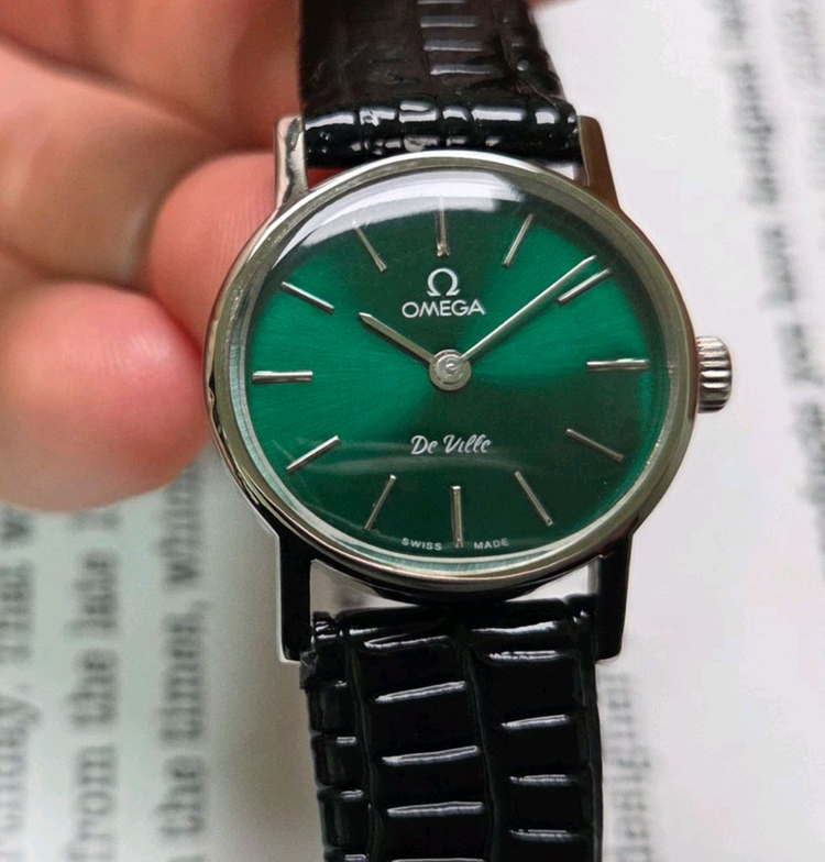 빈티지 오메가 드빌 그린 가로타원형 수동 메커니컬 여성용 이미지