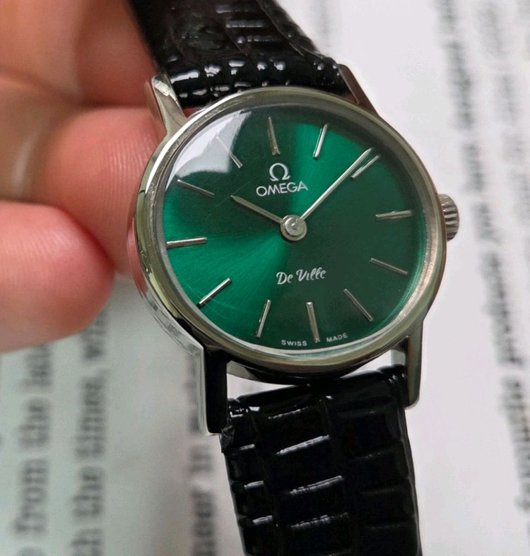 빈티지 오메가 드빌 그린 가로타원형 수동 메커니컬 여성용 이미지