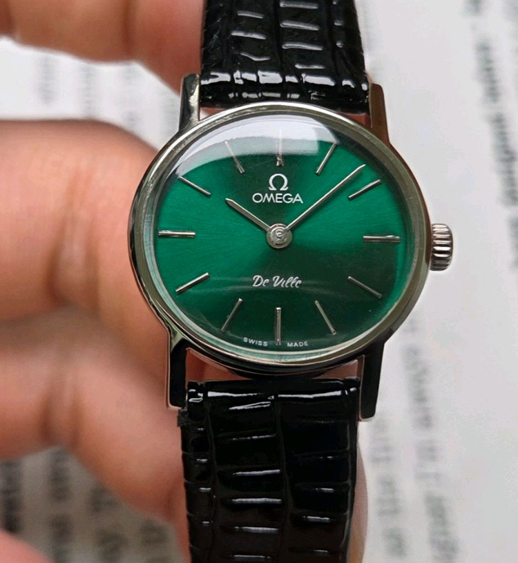빈티지 오메가 드빌 그린 가로타원형 수동 메커니컬 여성용 이미지