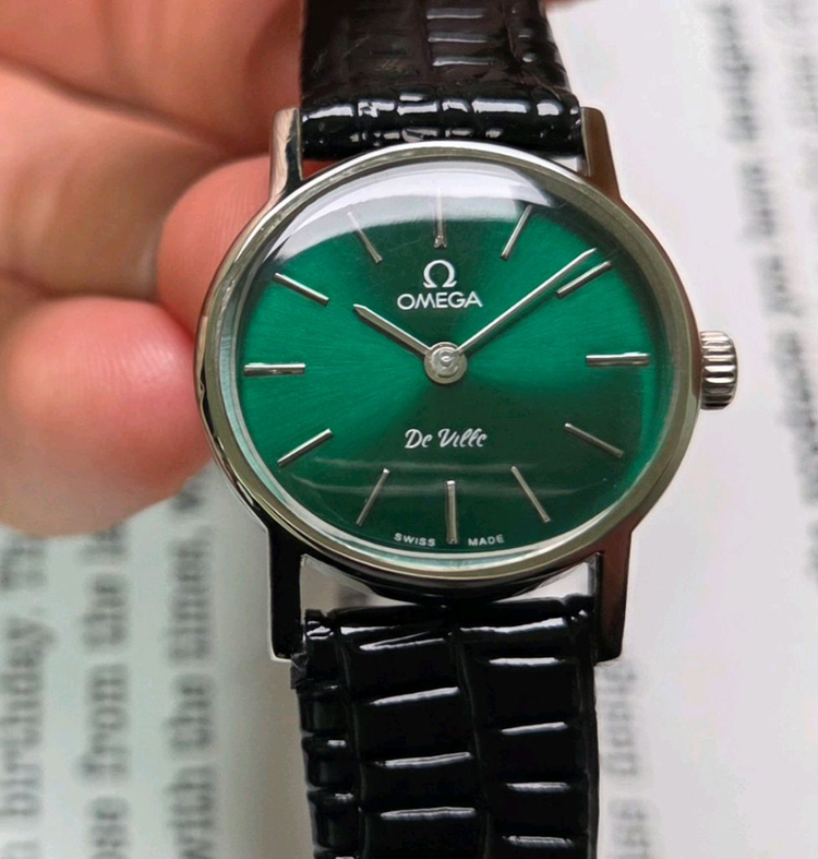 빈티지 오메가 드빌 그린 가로타원형 수동 메커니컬 여성용 이미지