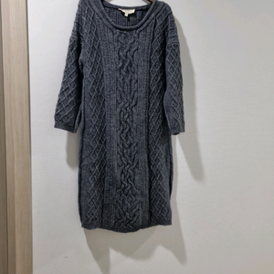 바네사브루노 회색 꽈배기 니트 원피스