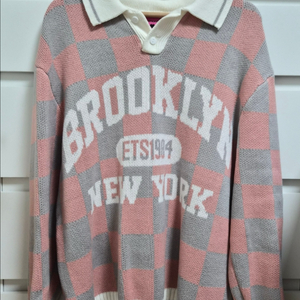 핑크 체크 긴팔 니트 판매해요:)